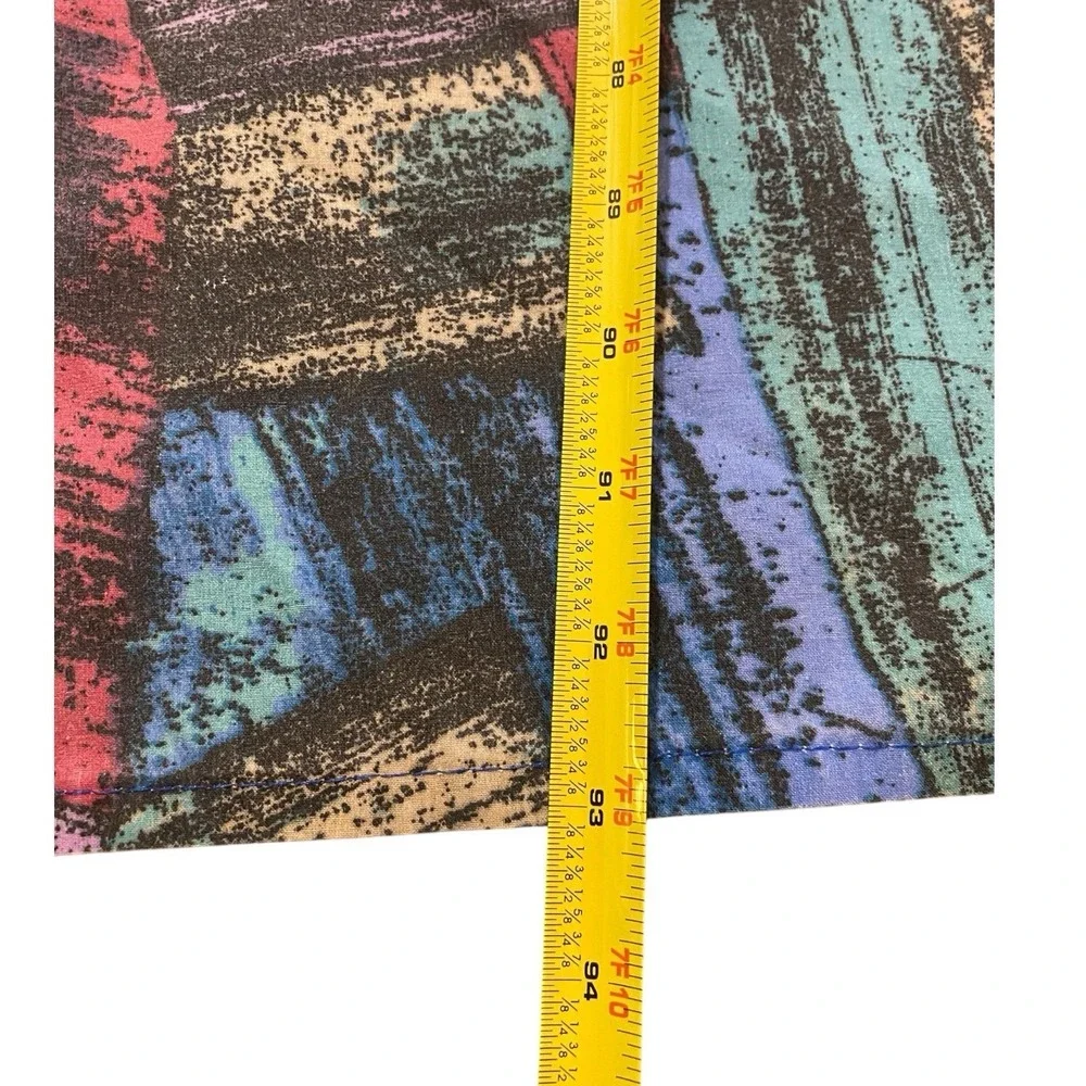 Geometric Sheet Retro 80s‎ Print Cotton Fabric 93x78 Red Blue Green DIY Crafts